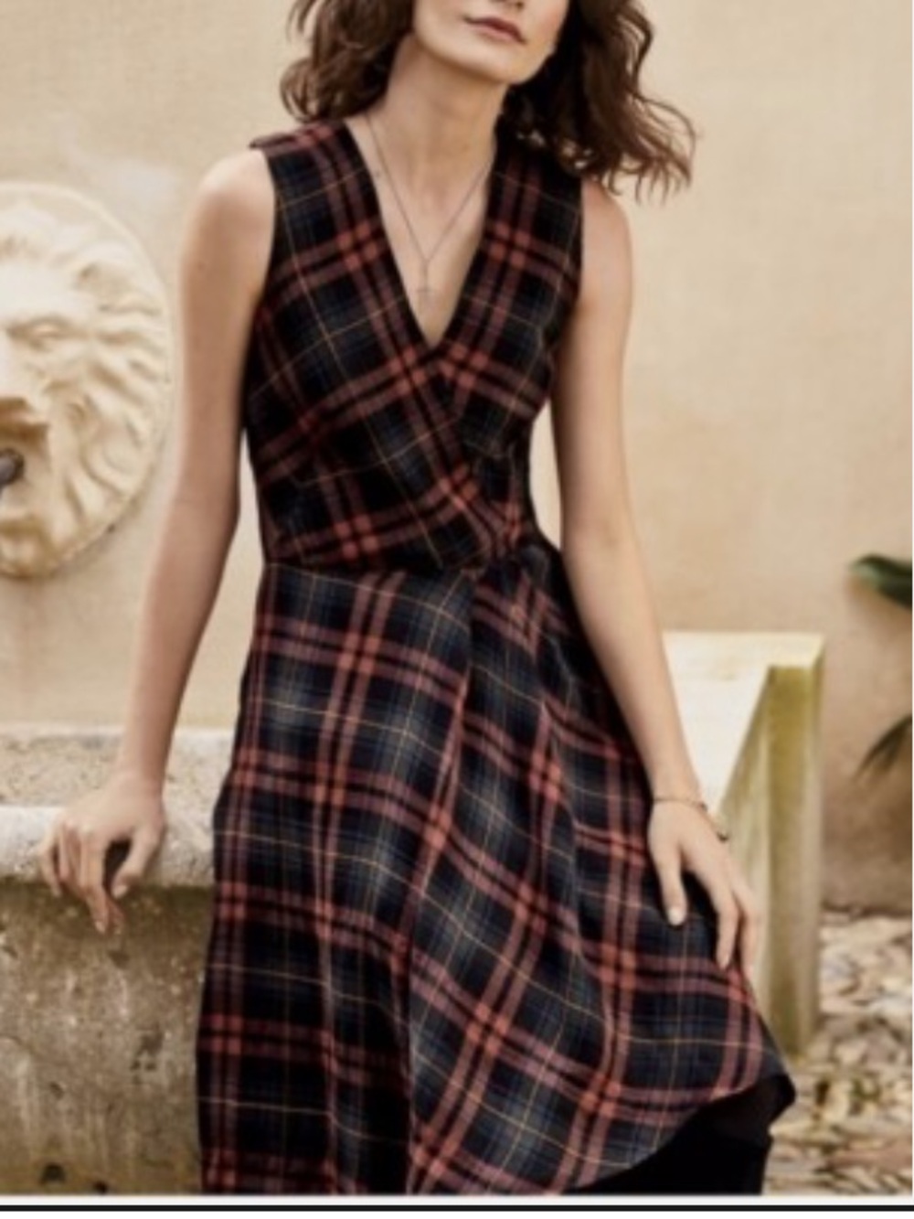 Peruvian Connection Highlands Cotton Plaid Asymmetrical Dress